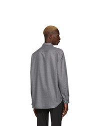 Chemise à manches longues en flanelle gris foncé BOSS