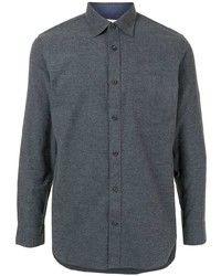 Chemise à manches longues en flanelle gris foncé Kent & Curwen