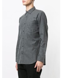 Chemise à manches longues en flanelle gris foncé Kent & Curwen