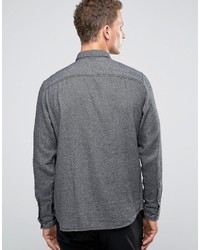 Chemise à manches longues en flanelle grise Selected