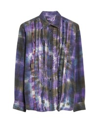 Chemise à manches longues en flanelle imprimé tie-dye violette