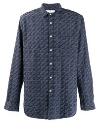 Chemise à manches longues en flanelle imprimée bleu marine Portuguese Flannel