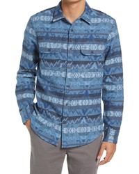 Chemise à manches longues en flanelle imprimée bleue