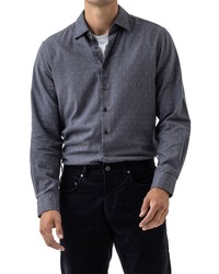 Chemise à manches longues en flanelle imprimée gris foncé
