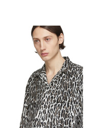 Chemise à manches longues en flanelle imprimée léopard grise Wacko Maria