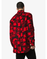 Chemise à manches longues en flanelle imprimée rouge Versace