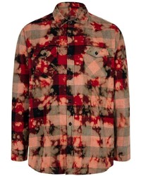 Chemise à manches longues en flanelle imprimée tie-dye rouge