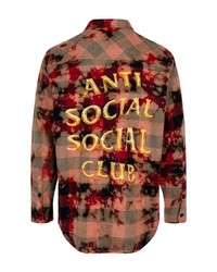 Chemise à manches longues en flanelle imprimée tie-dye rouge Anti Social Social Club