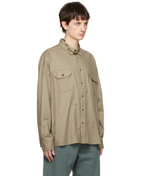 Chemise à manches longues en flanelle marron clair Acne Studios