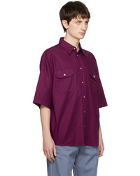 Chemise à manches longues en flanelle pourpre foncé Acne Studios