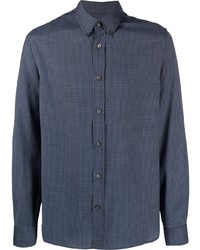 Chemise à manches longues en laine à carreaux bleu marine Woolrich