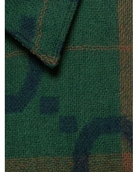 Chemise à manches longues en laine à carreaux vert foncé Gucci