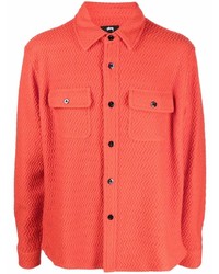 Chemise à manches longues en laine à motif zigzag orange