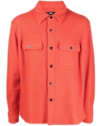 Chemise à manches longues en laine à motif zigzag orange Stussy