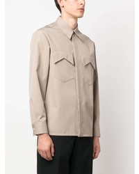 Chemise à manches longues en laine beige Jil Sander