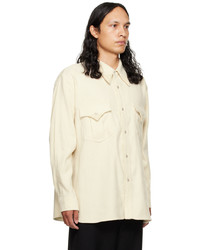 Chemise à manches longues en laine beige Recto