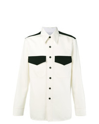 Chemise à manches longues en laine blanche et noire Calvin Klein 205W39nyc
