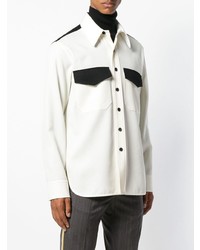 Chemise à manches longues en laine blanche et noire Calvin Klein 205W39nyc