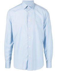Chemise à manches longues en laine bleu clair Corneliani