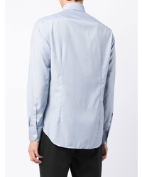 Chemise à manches longues en laine bleu clair Corneliani