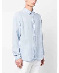 Chemise à manches longues en laine bleu clair Woolrich