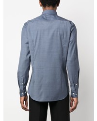 Chemise à manches longues en laine bleu clair BOSS