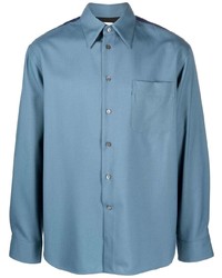 Chemise à manches longues en laine bleu clair Marni