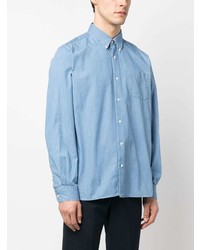 Chemise à manches longues en laine bleu clair Woolrich