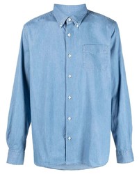 Chemise à manches longues en laine bleu clair Woolrich