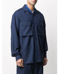 Chemise à manches longues en laine bleu marine Henrik Vibskov