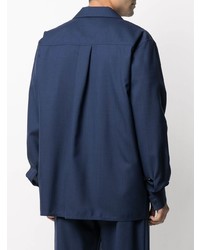 Chemise à manches longues en laine bleu marine Henrik Vibskov