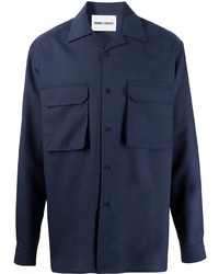 Chemise à manches longues en laine bleu marine Henrik Vibskov