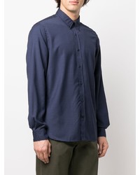 Chemise à manches longues en laine bleu marine Woolrich