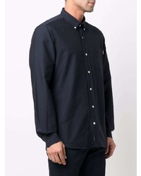 Chemise à manches longues en laine bleu marine Woolrich