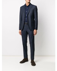 Chemise à manches longues en laine bleu marine Barba