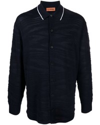Chemise à manches longues en laine bleu marine Missoni