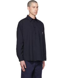 Chemise à manches longues en laine bleu marine Marni