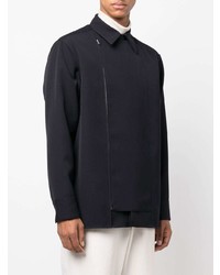 Chemise à manches longues en laine bleu marine Jil Sander