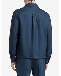 Chemise à manches longues en laine bleu marine Ermenegildo Zegna