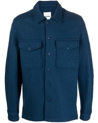 Chemise à manches longues en laine bleu marine Sandro