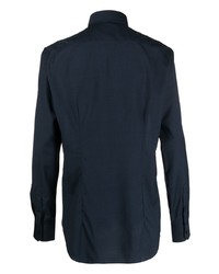 Chemise à manches longues en laine bleu marine Xacus
