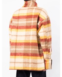 Chemise à manches longues en laine écossaise beige Greg Lauren