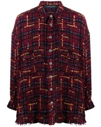 Chemise à manches longues en laine écossaise bordeaux Garcons Infideles