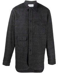 Chemise à manches longues en laine écossaise gris foncé Han Kjobenhavn