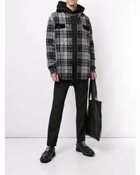 Chemise à manches longues en laine écossaise gris foncé Alexander Wang