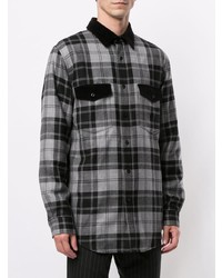 Chemise à manches longues en laine écossaise gris foncé Alexander Wang