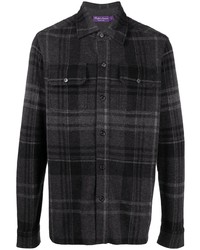 Chemise à manches longues en laine écossaise gris foncé Ralph Lauren Purple Label