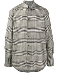 Chemise à manches longues en laine écossaise grise Christian Wijnants
