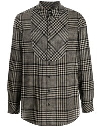 Chemise à manches longues en laine écossaise grise Uma Wang
