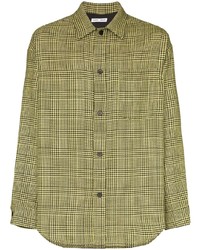 Chemise à manches longues en laine écossaise jaune